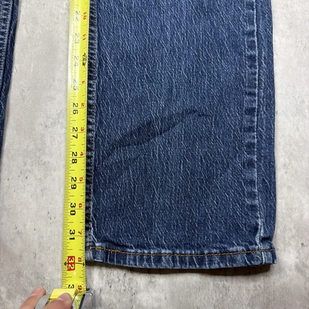 Levis 505 Light Wash Blue Denim Mens Jeans 36x32 Straight Fit Cowboy Stretch
